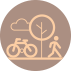 icon of people walking and riding bikes