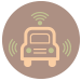 small icon showing an autonomous vehicle-i.e., a vehicle with digital 'signals'