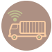 small icon of a truck receiving 'signals' from the cloud